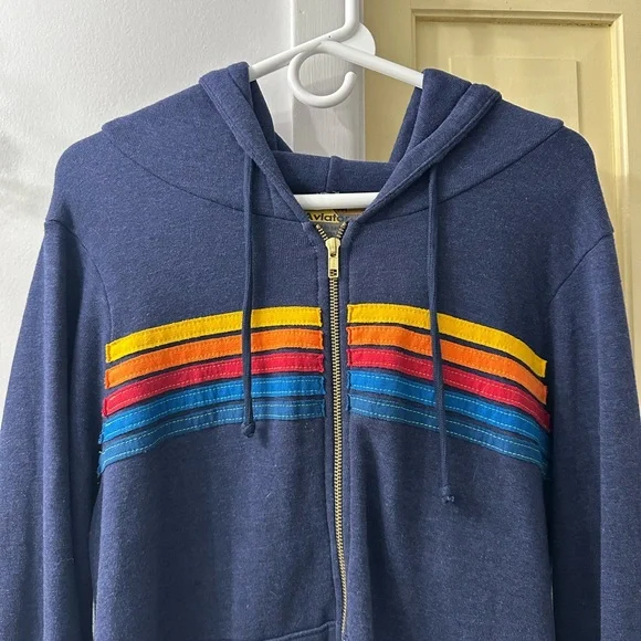 Aviator Nation Navy Zip-Up with Vibrant Stripes - Picture 5 of 5